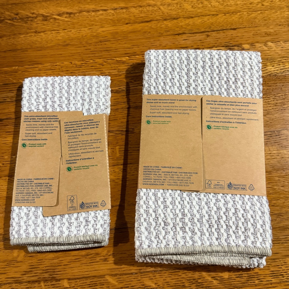 Norwex Kitchen Towel and Kitchen Cloth Set of 2 Heathered Oatmeal NWT - Picture 11 of 11